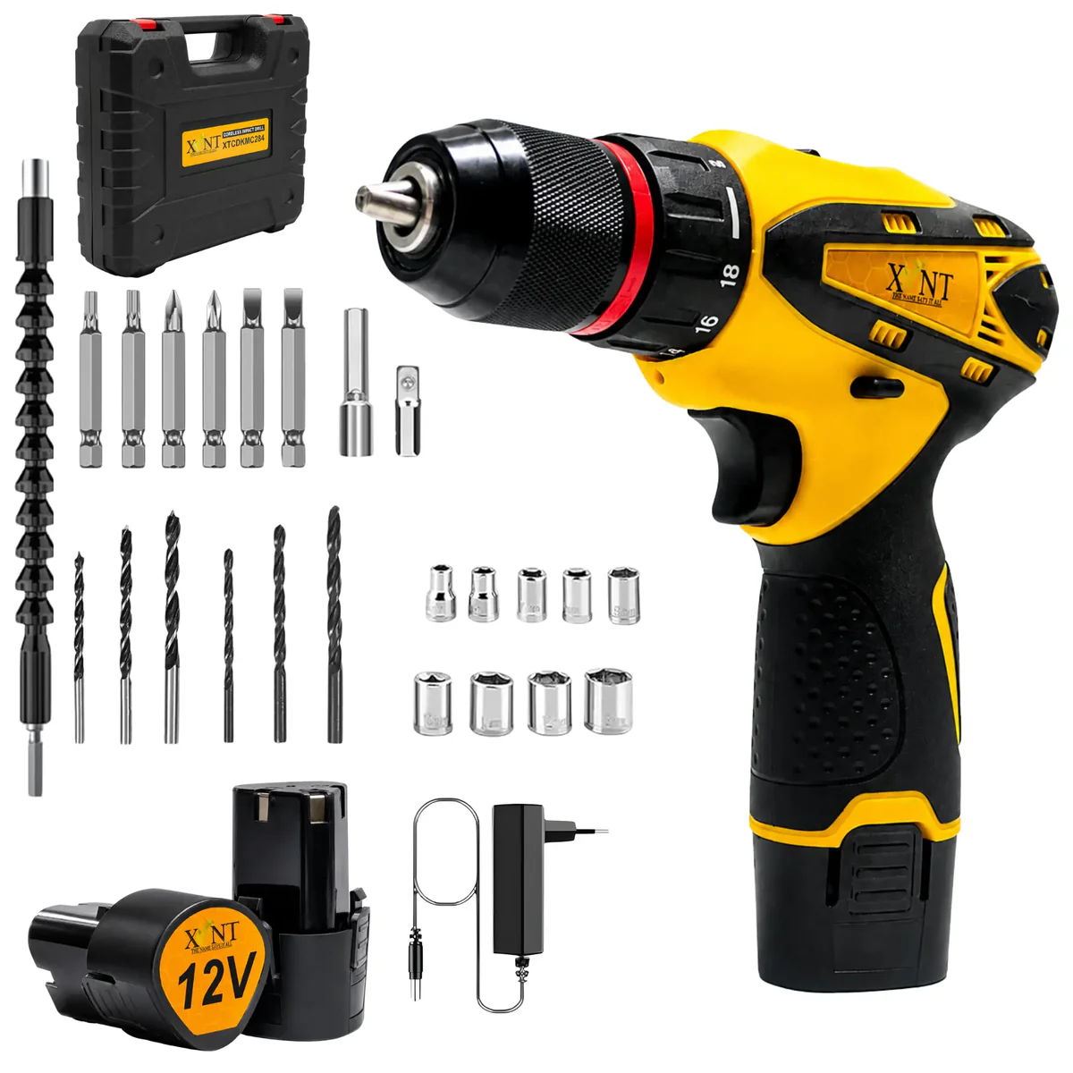 XLNT 12V Cordless Drill Machine Kit with 10mm